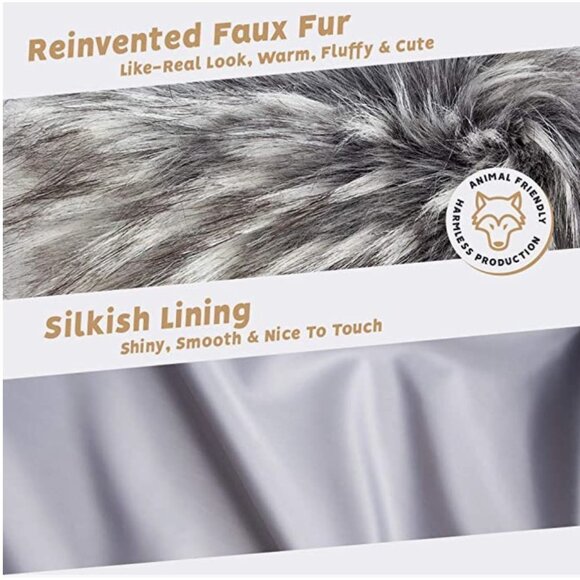 Luxury Silver Fox Real Look Faux Fur Scarf Neck Warmer Fur Collar Shawl Wrap - Picture 6 of 6